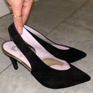 Sole Bliss Black Suede Heels